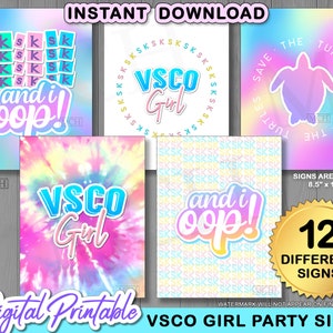 VSCO Girl Party Signs, VscoGirl Birthday Vsco Party Table Signs, Vsco Girl Decorations Props Decor Digital Printable, Instant Download DIY