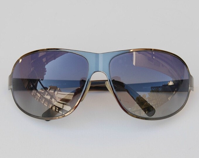 PRADA Wrap Around Sunglasses Men Women Unisex Black Metallic Frame