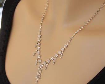 Collar vintage de cascada de diamantes de imitación de los años 90: joyería nupcial para graduación
