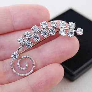 Vintage Rhinestone Branch Brooch: 60s-70s Retro Jewelry