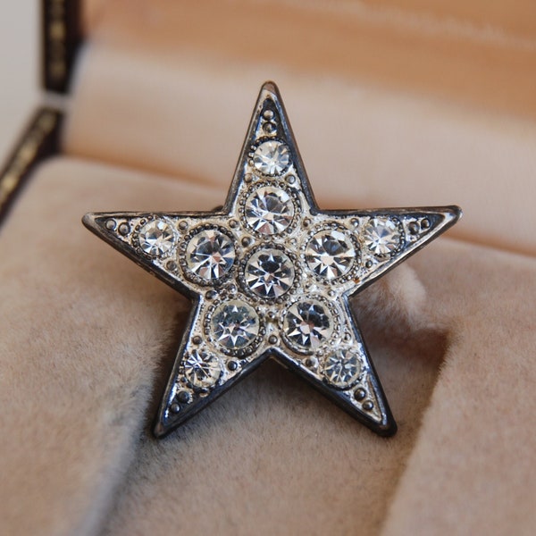 Vintage Art Deco Diamante Star brooch with Sparkly Paste glass stones in Victorian style, Celestial jewelry