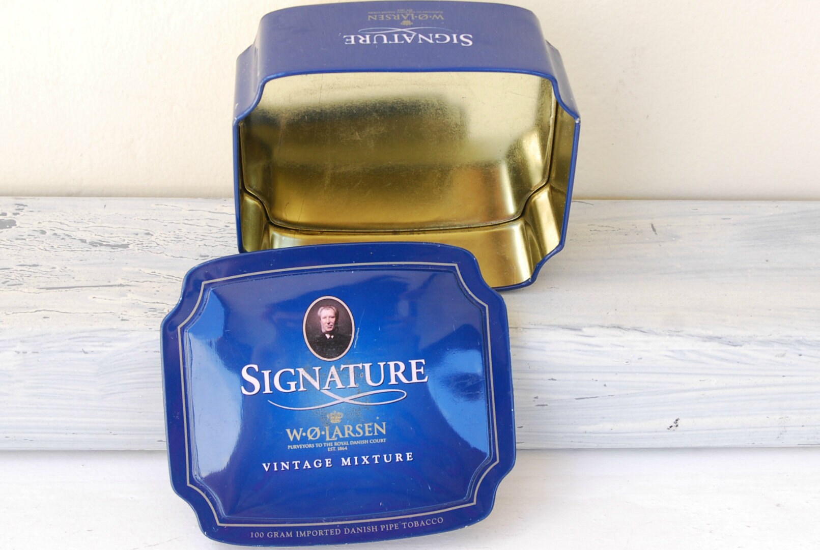 Blue Tin Box Collectible Tin Pipe Tobacco Tin Tobacco Storage Etsy