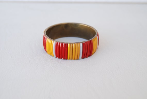 Vintage Yellow Red bangle bracelet 70's 80's Very… - image 1
