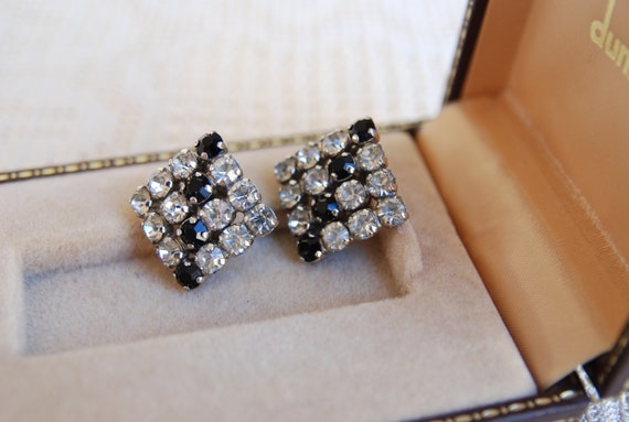 Vintage Diamond shape Art Deco clip on earrings 1… - image 3