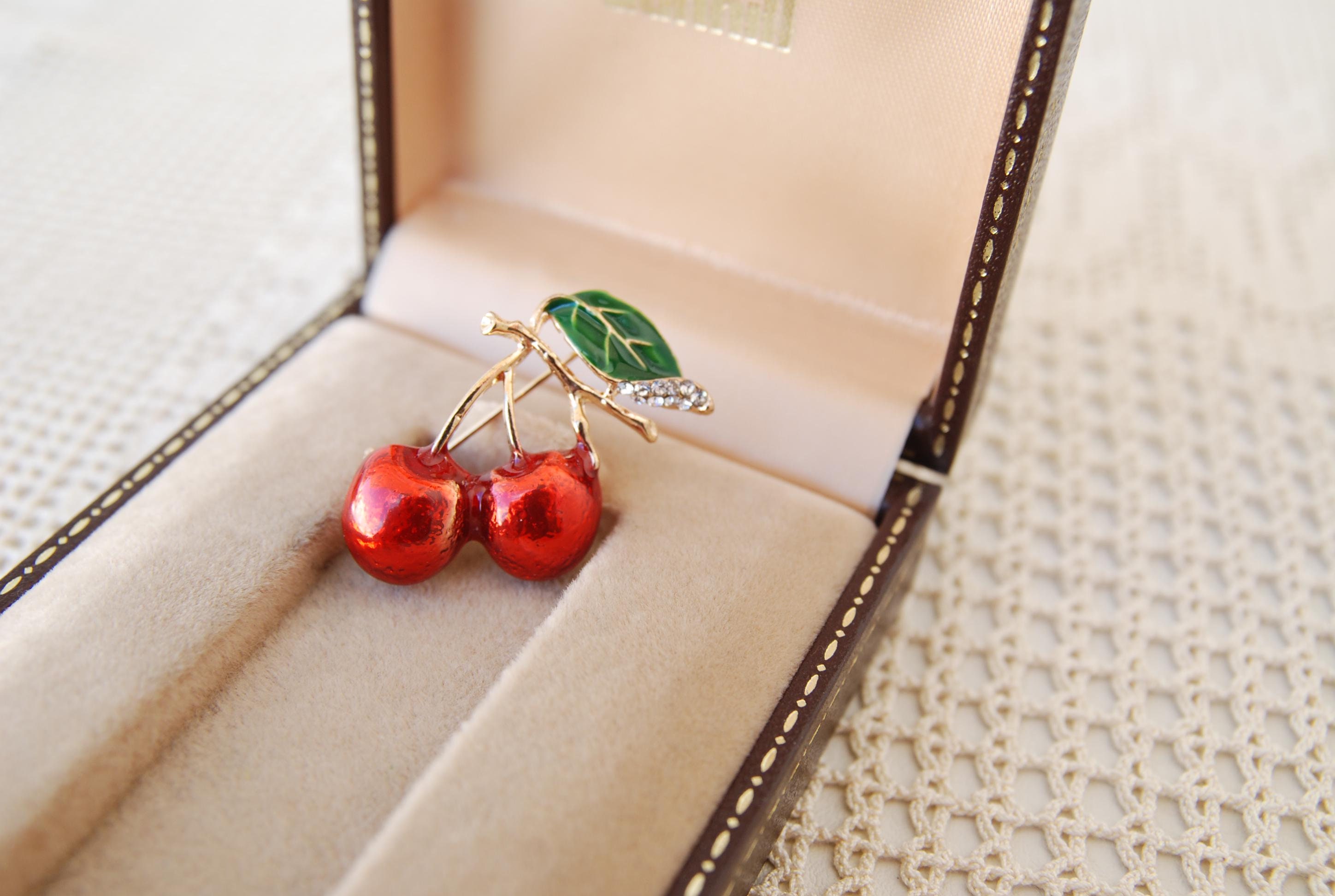 Red Cherry Brooch - Etsy Red Cherry Brooch - Etsy