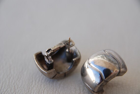 Givenchy Silver Tone Wavy Half Hoop Earrings: Des… - image 2