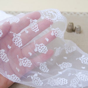 Renda larga vintage 6" guarnição de renda branca recortada com padrão de uva Lingerie renda 70-80 Casamento/Mídia mista/Álbum de recortes, preço por 5,79 jardas