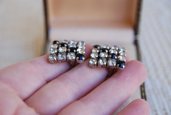 Vintage Diamond shape Art Deco clip on earrings 1… - image 7