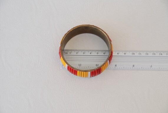 Vintage Yellow Red bangle bracelet 70's 80's Very… - image 10