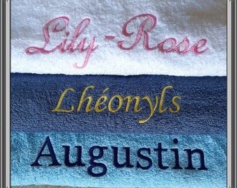 C Embroidered and personalized bath towel baby, child, adult first name 50x100cm or 70x130