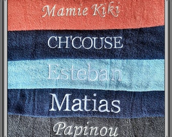 Bath towel embroidered and personalized first name baby, child, adult 50x100cm