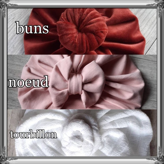 Turban bonnet bebe chaud fille nœud, buns ou tourbillon de la naissance à  adulte -  France