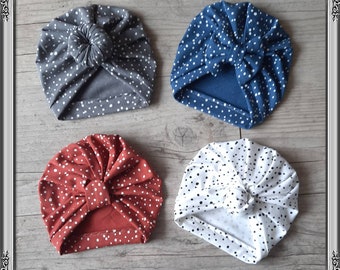 Turban Spring/Summer Haired Cap Baby Girl Knot, Buns, Single or Knotted from Birth to Adult