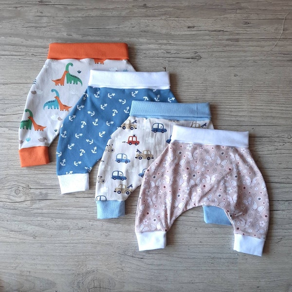 Pantalon sarouel bébé en tissu jersey extensible à motif fille ou garçon fait main de naissance à 2 ans