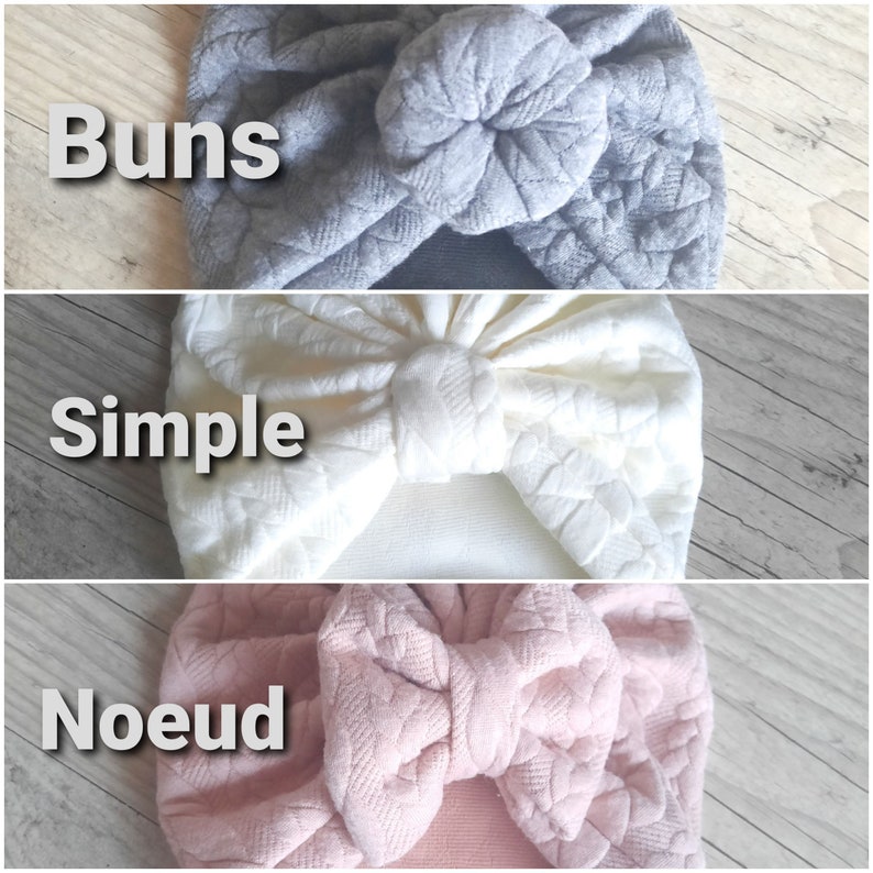 Turban bonnet brodé prénom personnalisé bébé, enfant, adulte noeud, buns ou simple en tissu matelassé torsadés chaud hiver image 2