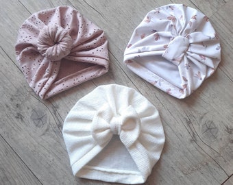 Turban bonnet printemps/été bébé fille nœud, buns ou simple des la naissance à adulte