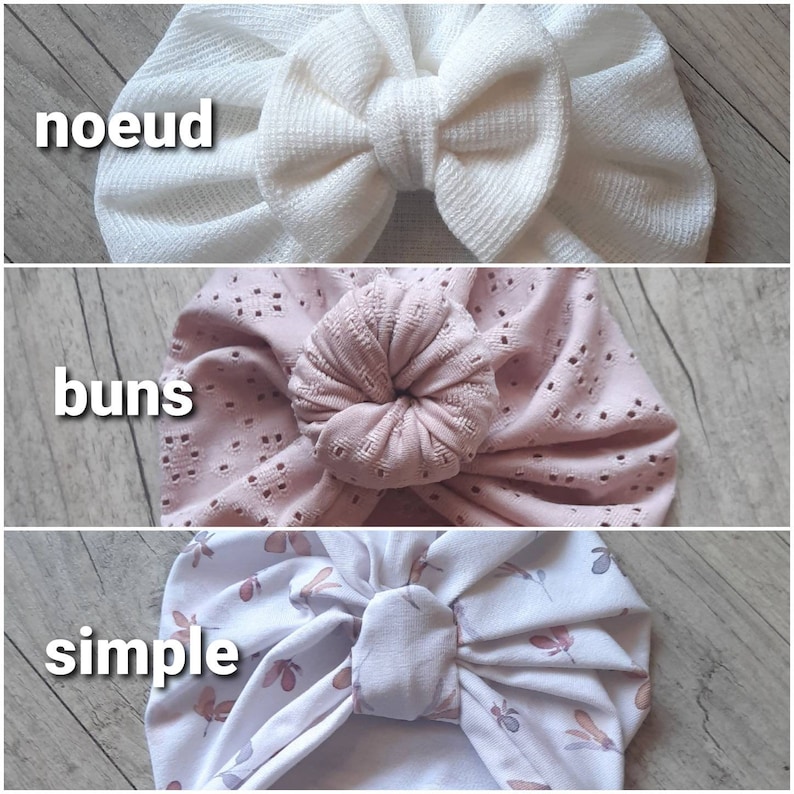 Turban bonnet printemps/été bébé fille nœud, buns ou simple des la naissance à adulte image 9
