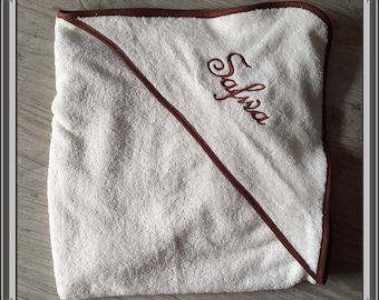 Bathrobe 75x75cm (bath cape) Embroidered bath towel and personalized baby name, Cotton towel