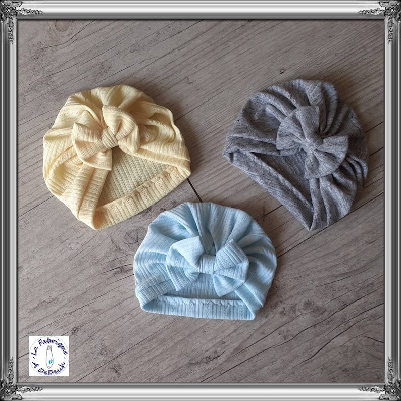 Turban bonnet printemps/été bébé fille nœud, buns ou tourbillon des la naissance à adulte image 9