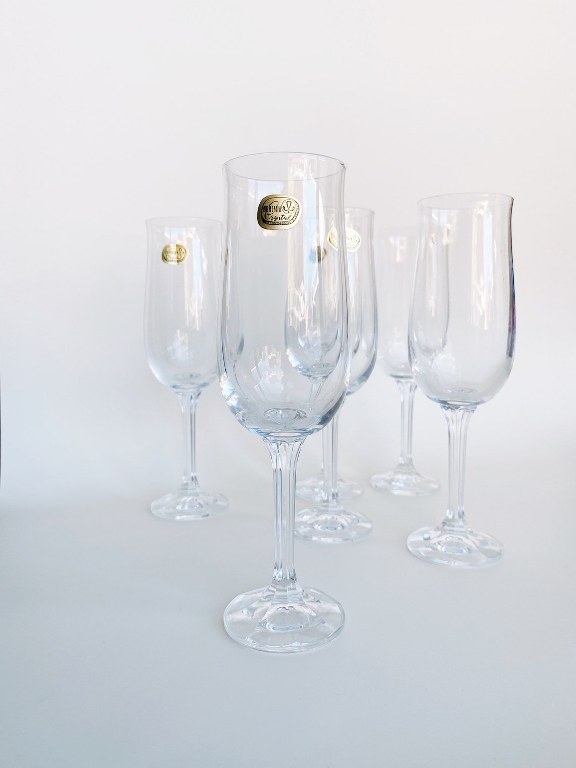 Vintage Bohemia Crystal glass Champagne Flutes made in Etsy