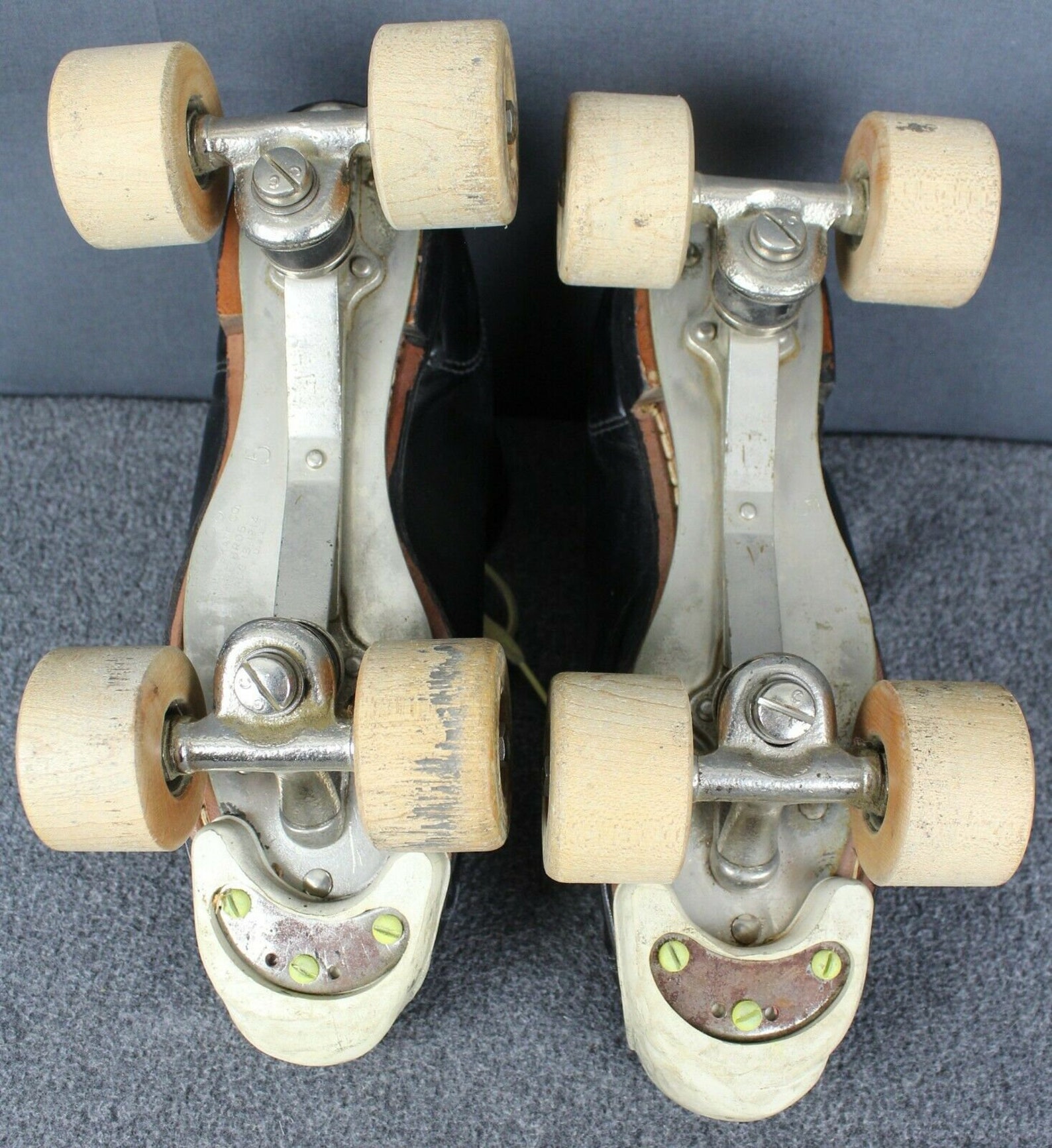 Vintage Chicago Roller Skates Black Leather Wood Wheels With Etsy