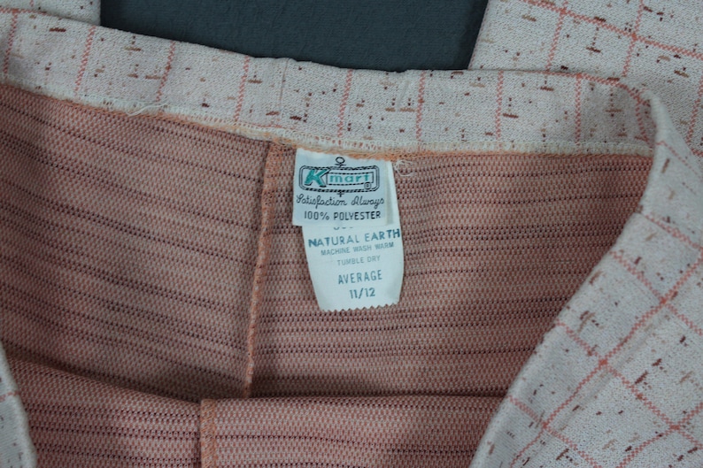 Vintage 70/'s Kmart Polyester Plaid 2pc Leisure Suit Pink Womens 1112 Disco