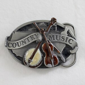Vintage Men/'s Belt Buckle Banjo Solid Brass Chrome Plated 1978
