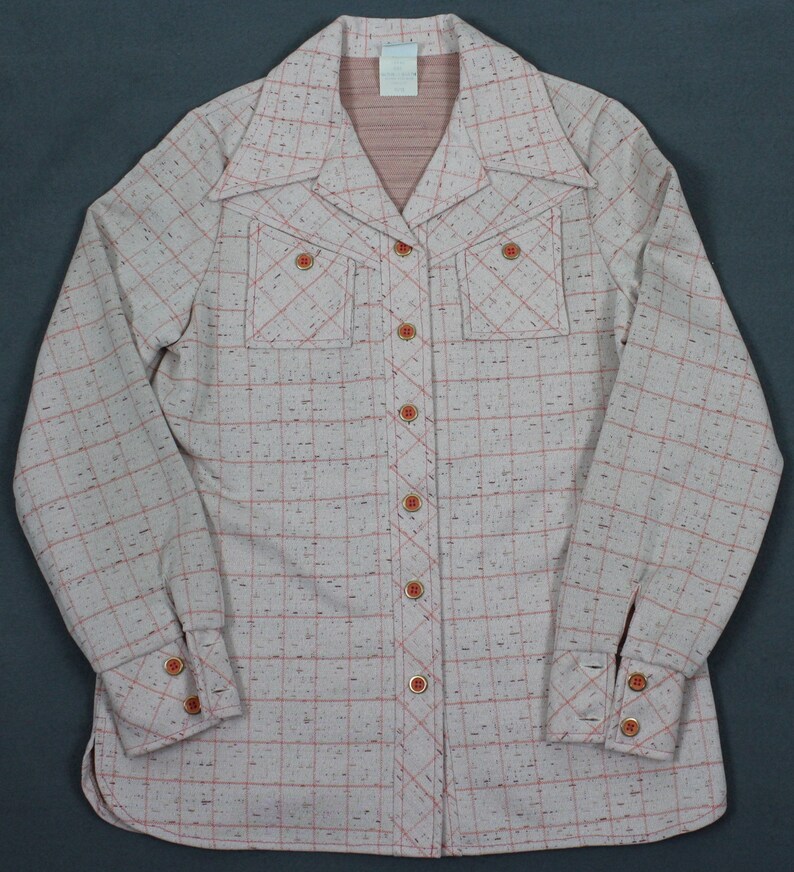Vintage 70/'s Kmart Polyester Plaid 2pc Leisure Suit Pink Womens 1112 Disco