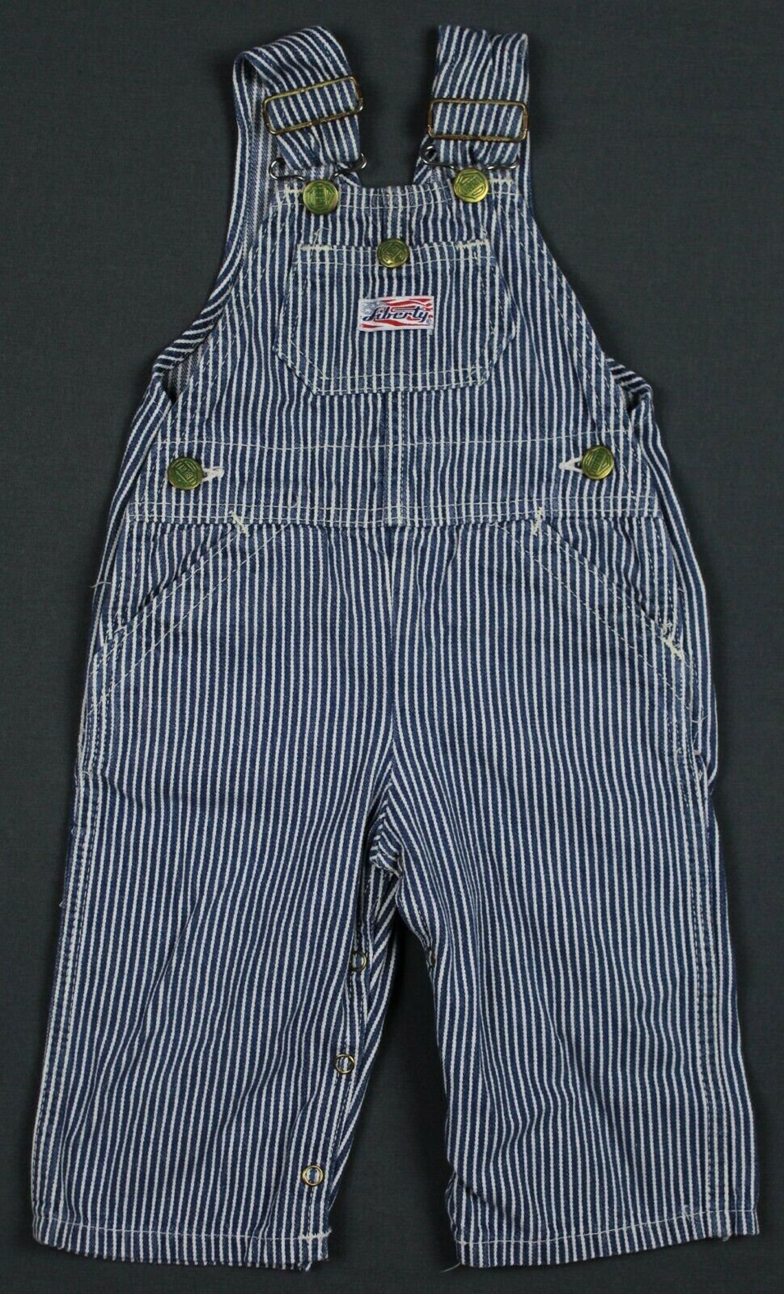 Vintage Liberty Made In USA Denim Striped Overalls Baby 12 Etsy