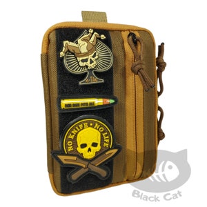 EDC pouch organizer, case for multitool, flashlight, folding knife, notepad, documents.