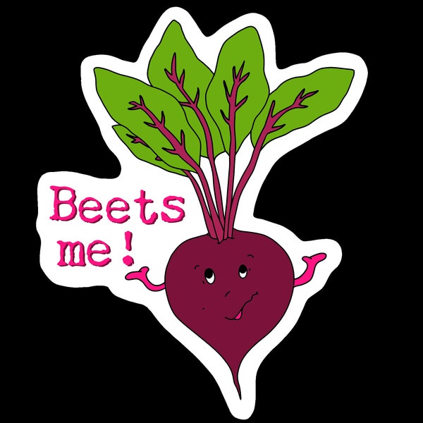 Beets me pun sticker, red beet laptop water bottle sticker