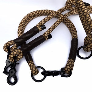 Premium set tab collar and Tauleine for the dog in brown and black