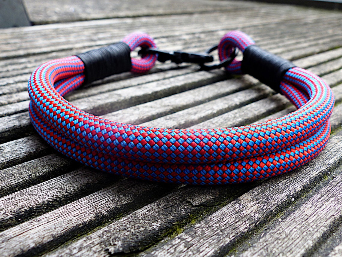Climbing Rope Collar With Black Leather Rigging Etsy