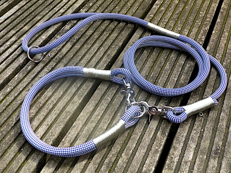 Premium dog leash leash made of climbing rope with rigging in silver