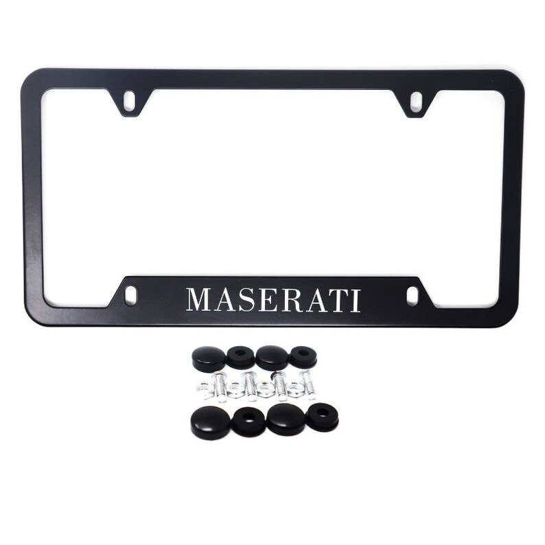 ✔️ 2X MASERATI Black Aluminum License Plate Frame Black Frames Car Covers
