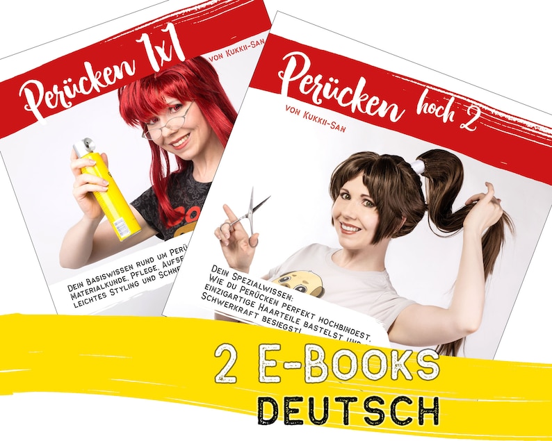 Perücken 1x1 Perücken hoch 2 von Kukkii-san Deutsch / German 2x Tutorial E-Book Cosplay Wig Beginners Guide Ponytail Wig Styling image 1