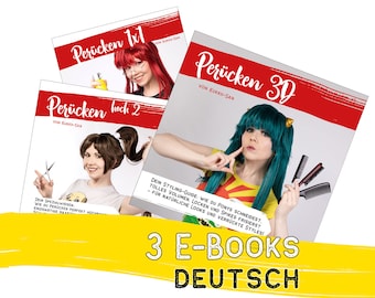 Perücken 1x1 + Perücken 3D + Perücken hoch 2 von Kukkii-san (Deutsch / German) – 3x Tutorial E-Book – Cosplay Wig Styling