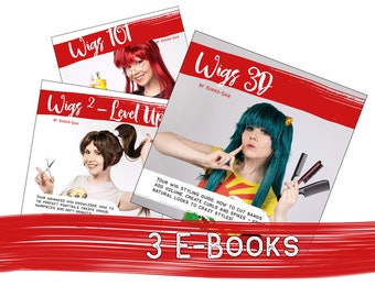 Wigs 101 + Wigs 3D + Wigs 2 Level Up! by Kukkii-san (English) – 3x Tutorial E-Book – Cosplay Wig Styling – Beginner, Intermediate, Advanced