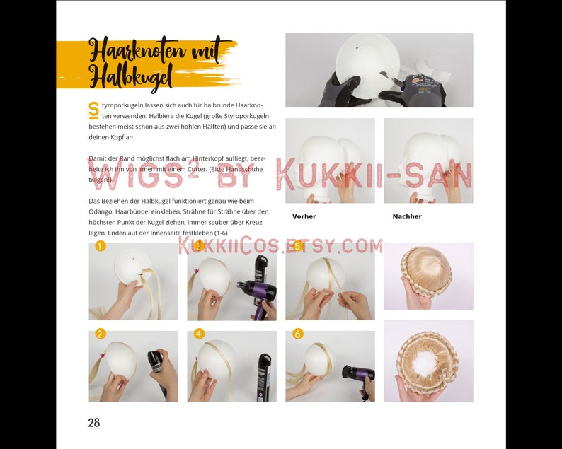 Perücken 1x1 Perücken hoch 2 von Kukkii-san Deutsch / German 2x Tutorial E-Book Cosplay Wig Beginners Guide Ponytail Wig Styling image 5