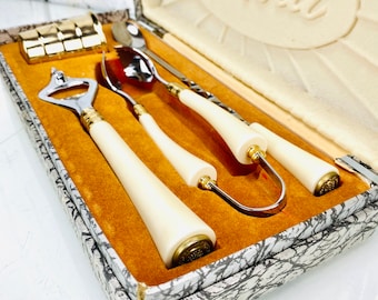 Vintage Glo Hill Gold Plated Bar Tool Set,Bartender Kit,MCM Bar Kit