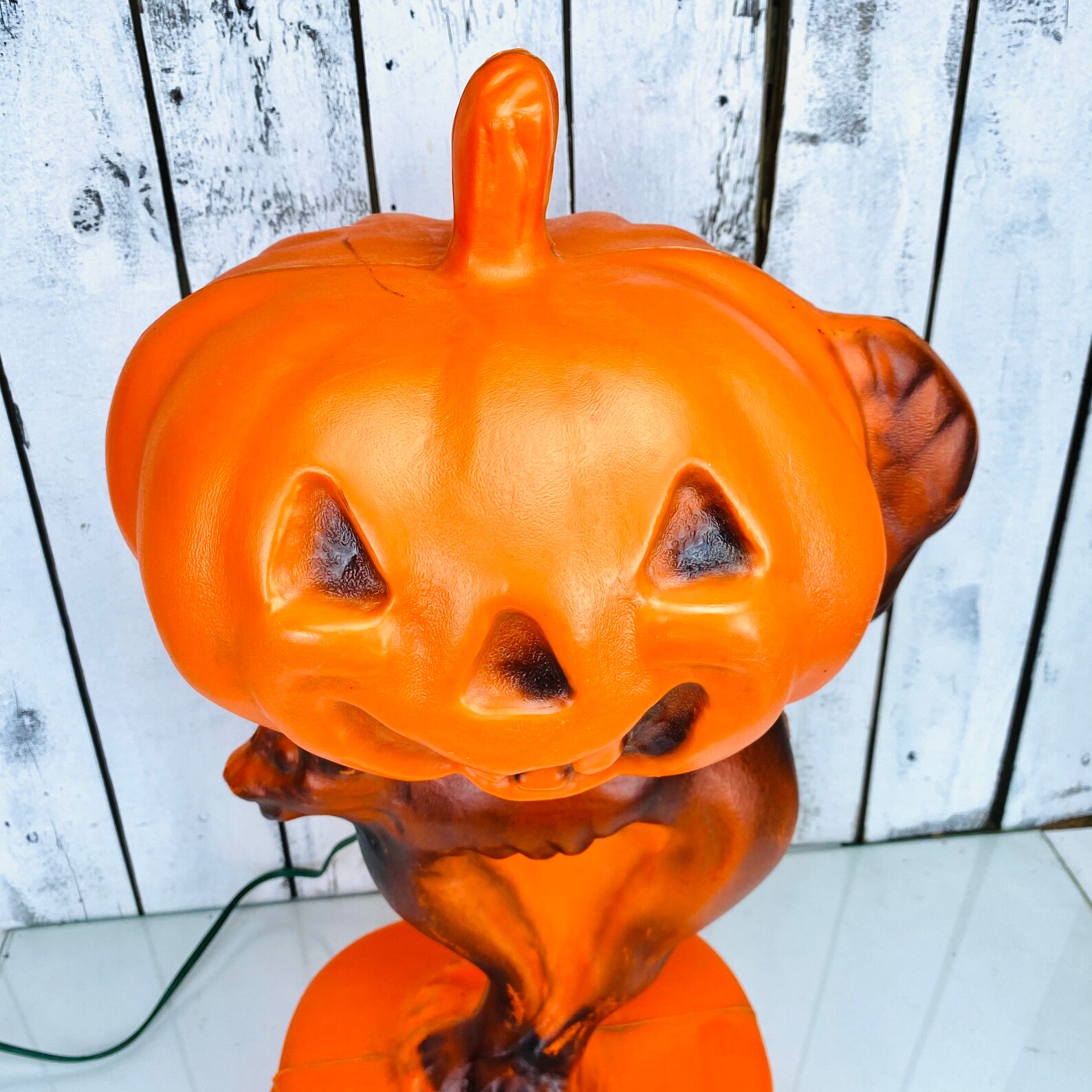 Vintage Small Blow Mold Pumpkin Citrouille Cat Jackolantern Etsy Canada