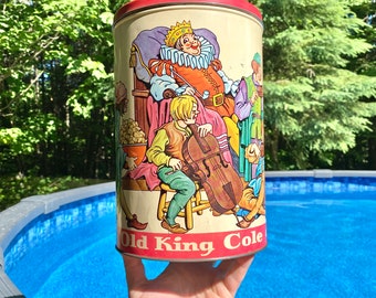 Vintage King Cole Potato Chips Tin Can Chips,King Cole Lithography