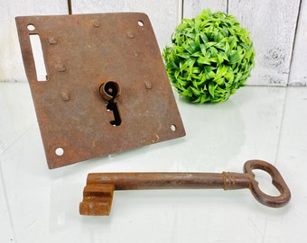 Antique Large Forged Lock Functional Castle Lock