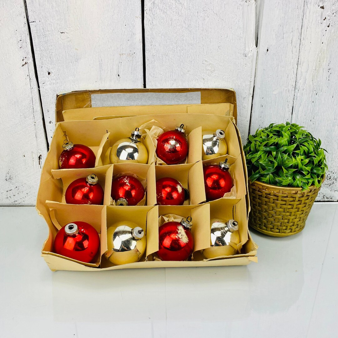 Vintage Christmas Tree Ornaments Glass Ornaments Red and Etsy