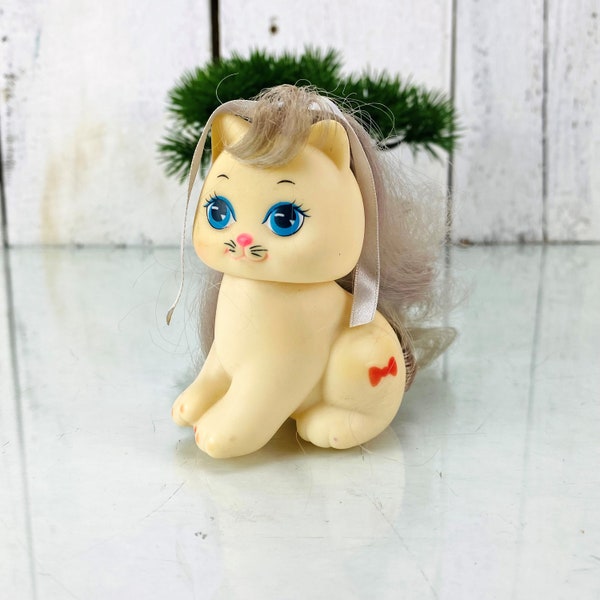 Vintage My Little Pony MLP vintage Cat Kitty Mattel 1989 purple hair pink bow vintage Red Ribbon