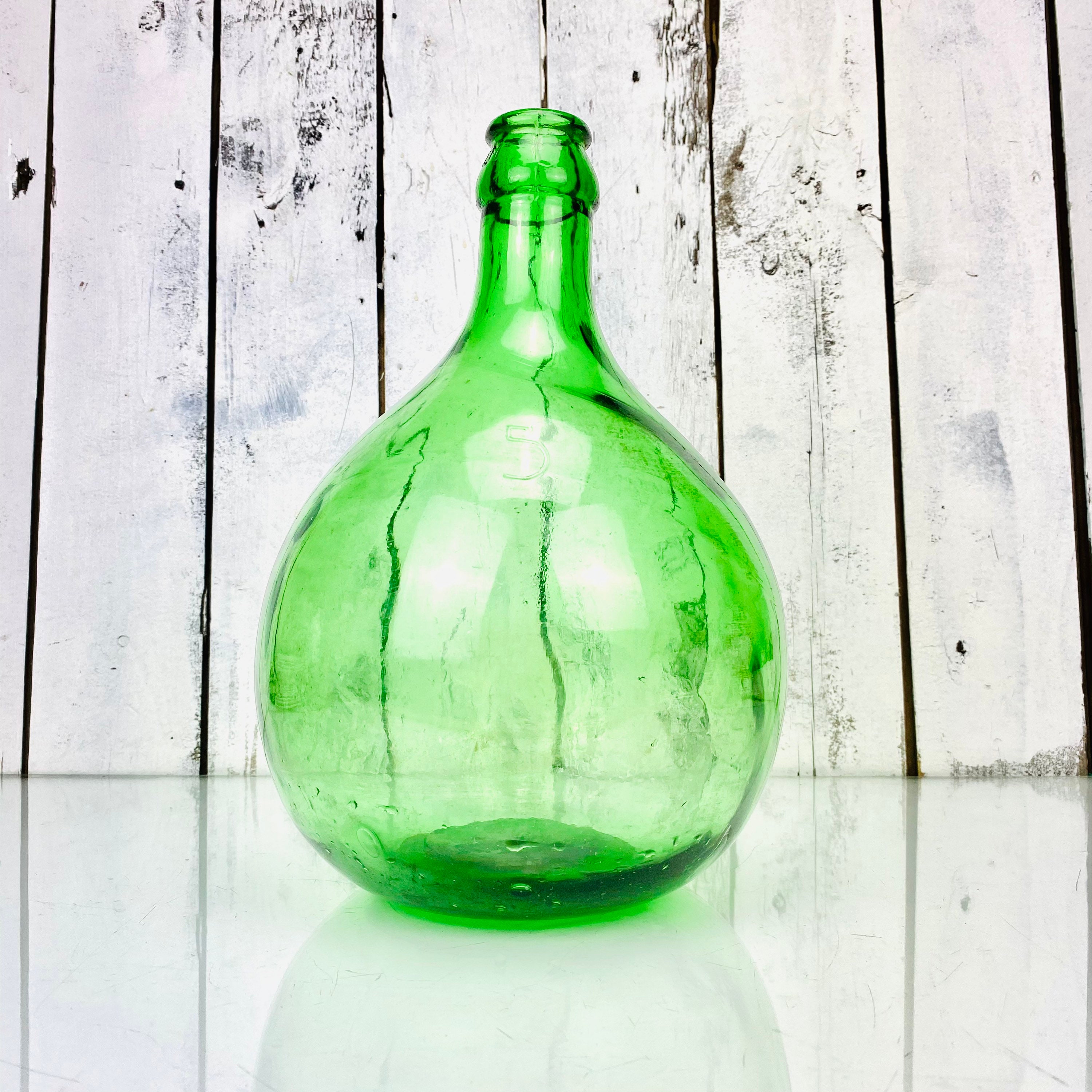 Vintage small green glass jug Small 5 Gallonwine Etsy