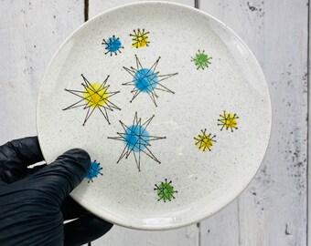 Vintage Small Starburst Atomic Plate Made In France Les Etoiles