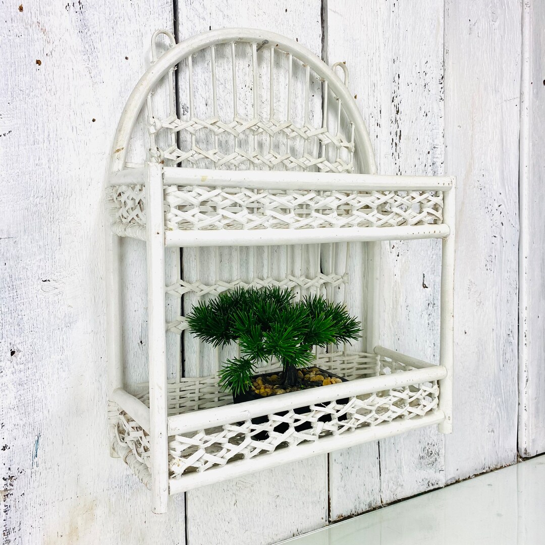 Vintage Rattan Wall Shelf Etsy