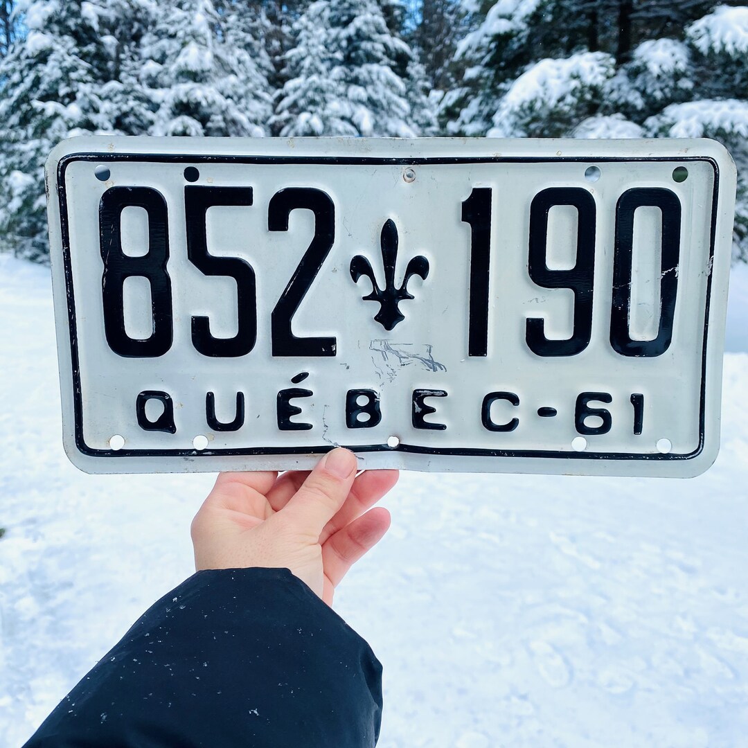 Vintage 1961 License Plate Quebec License Plate Black and Etsy