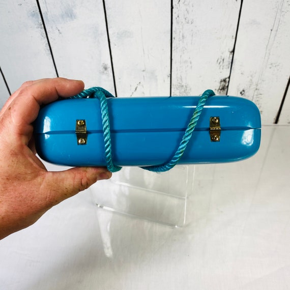 Vintage turquoise plastic hand purse very 80’!!! - image 6